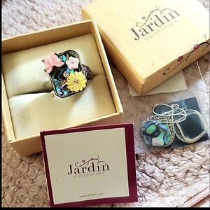Jardin Collection Abalone Shell Mother Of Pearl Flower/Butterfly Ring Plat Plate